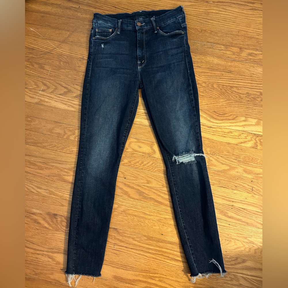 Mother High Waister Looker Fray in Cat Attack, size 28